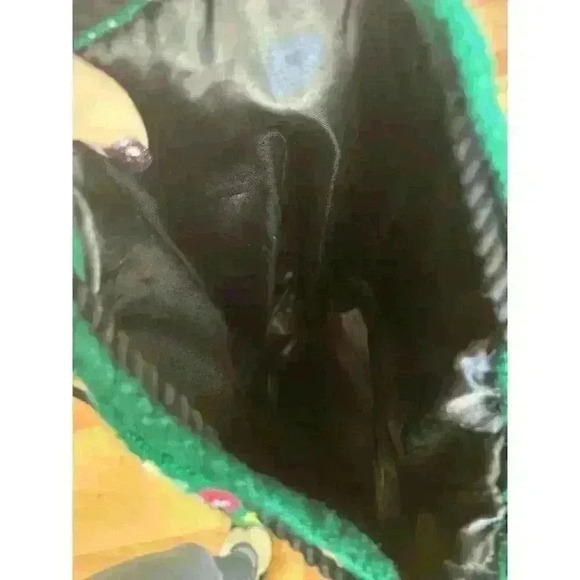 Handmade Needle Punch Drawstring Bucket Bag - Picture 9 of 10